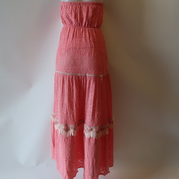 NWT PHO FIRENZE CORAL LACE SLEEVELES MAXI DRESS M* - Picture 8 of 11